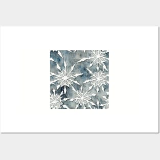 Watercolor Christmas Winter Snowflakes Posters and Art